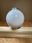 Antique Plain Round White Milk Glass Lightning Rod Ball Bmg Copper Caps