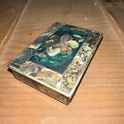 Vintage Alpaca Abalone Shell Inlay Trinket Jewelry Box Hecho Mexico Wood J4