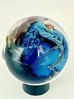 Josh Simpson Art Glass Planet Orb Signed Js 03 Inhabited Little Planet