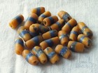 24 Vintage Buff   Blue Tube Krobo Powder Glass African Trade Beads