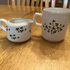 Carrigaline Pottery Cork Ireland Mug And Creamer Green Shamrock Design Mint