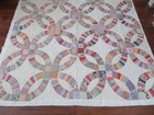 Gorgeous Old Antique Vintage Quilt Double Wedding Ring Pattern Hand Stitched