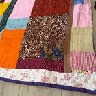 Vintage 70s Crazy Quilt Patchwork Hand Stitched Multicolored 79 x84 