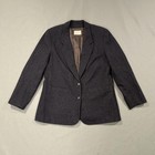 Pendleton Blazer Jacket Womens 14 Large Gray Herringbone Virgin Wool Usa Made