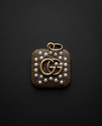 Vtg Gucci  Pendant Bronze   White   Zipper Pull 1 Inch