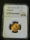 South Africa 1 4 Penny 1954  ngc Ms 66 Rd     top Pop    lot 12-9 