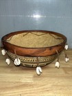 Vintage 10    Authentic African Gourd Instrument With Leather   Cowrie Shells