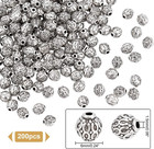 200pcs Tibetan Style Spacer Beads 6mm Round Alloy Antique Silver
