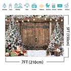 Aiikes 7x5ft Christmas Backdrop Winter Rustic Barn Wood Door Photography Xmas