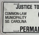 Justice Township South Carolina Permanent License Plate Common Law Municipal Vtg