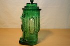 Vintage 12  Green Mr  Peanut Glass Jar With Lid