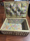 Vintage Dritz Wicker Sewing Basket Floral Design 