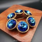 Vintage Signed Vendome Rivoli Rhinestones Brooch Pin 1960s