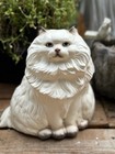 Rare Vintage Hagen Renaker Persian Cat Silver 9 5  Tall Ceramic Matte Finish