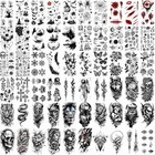 72 Sheets Halloween Temporary Tattoos For Men Women Adults - Black 3d Realistic 