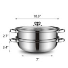 Steamer Pot For Cooking 11 Inch 11 Inch - 2 Tiers Pot  Silver