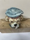 Antique Majolica Figural Dog Head Alice W  Cigar Porcelain Tobacco Humidor Jar