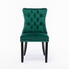 Set Of 2 Velvet Tufted Upholstered Dining Chairs Nailhead Trim W wood Legs Green