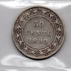 1899 Newfoundland 50 Cents Silver Coin - Wide 9 s - Iccs Graded Vg-10