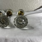 Lot Of 3 Antique Glass Door Knobs 12 Pt W  Spindles Brass Hardware Vintage