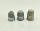Vintage 3pc Lot Metal Silver Tone 2 Size 11 Sewing Finger Thimble