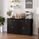 Kitchen Sideboard  Buffet Cabinet With Barn Doors  Adjustable Shelf  Black