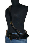 Jay-pee Black Bridle Leather 2  Wide Duty Belt 36  With 38  Shoulder Cross-strap