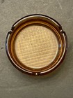 Vintage Disneyland Amber Glass Ashtray Gold Illustrations Disneyana Souvenir