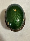 Vintage Evans Egg Lighter Green Enamel Gold Butterfly Working Condition