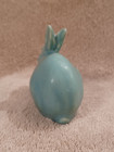 Vintage Rookwood Sitting Rabbit Paper Weight Matte Blue Glaze  1960 