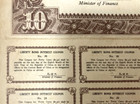 1937 China Government Liberty  10 Bond With All Coupons  Uncancelled   Stamped
