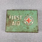 Vintage 1950 s American National Red Cross First Aid Kit Metal Case W  Packets