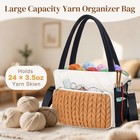 Large Crochet Yarn Storage Bag Tote Organizer With Pockets For Hooks Knitting Di