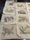 Antique Or Vintage 48 State Flower Embroidered Quilt Blocks 7    X 9   