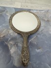 Vintage Vanity Set Brush   Mirror Silver Plated Rose floral Design Heavy 