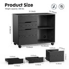 Wood File Cabinet With 3 Drawers - Rolling Printer Stand For Under Desk Storage