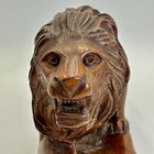 Beautiful Vintage Hand Carved Lion Folk Art Large 18    Wood Mahogany Sculpture