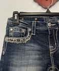 Miss Me Girls Size 16 Blue Denim Ke8087h2 Studded Stretchy Logo Shorts  A676