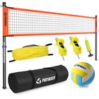 Outdoor Volleyball And Badminton Combo Net Set Portable Adjustable Poles W  Ball