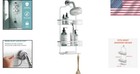 Aluminum Hanging Shower Caddy With 2 Shelves   Soap Tray - Satin Chrome Elegance