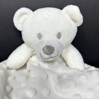 Little Beginnings White Bear Baby Security Blanket Lovey Gray Sherpa Minky Dots