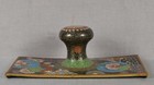 1910s Japanese Cloisonne Ink Blotter Top Flowers Scrolls Gilding