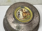 Antique Vintage Musical Powder Box Makeup Vanity Victorian Aluminum Metal Puff