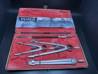 Vintage Vemco  usa  Drafting Instrument Set With Original Leather Case Blue Dot