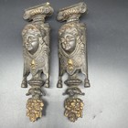 Pair Antique Brass metal Grecian Roman Female Caryatid Furniture Trim 7 25   