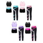 Kids Girls Figure Skating Crop Tank Top With Shorts Gymnastics Ballet Dancewear