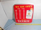 New 13x14 In Vintage Viceroy Cigarettes   Store Open Hours Adv Sign Metal - X133