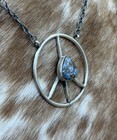 Native American Navajo Handmade Sterling Silver Turquoise Peace Hippie Necklace