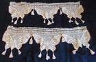 Vtg Filet Crochet Butterfly Valance Set Tassels Pink Trim Some Loss Shelf Edge  