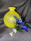 Art Glass Yellow Perfume Bottle With Blue Bird Stopper